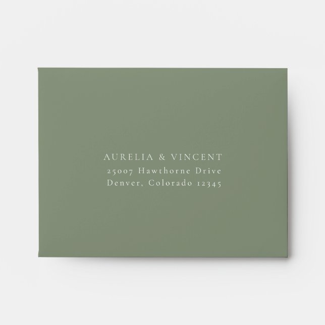 Sage Green Wedding RSVP Envelope (Front)