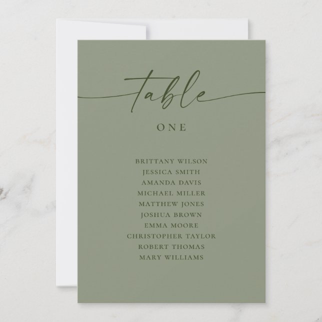 Sage Green Wedding Seating Chart | Minimalist Invitation (Front)