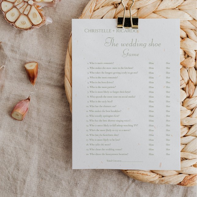 Sage green wedding shoe game Bridal shower  Card (Creator Uploaded)