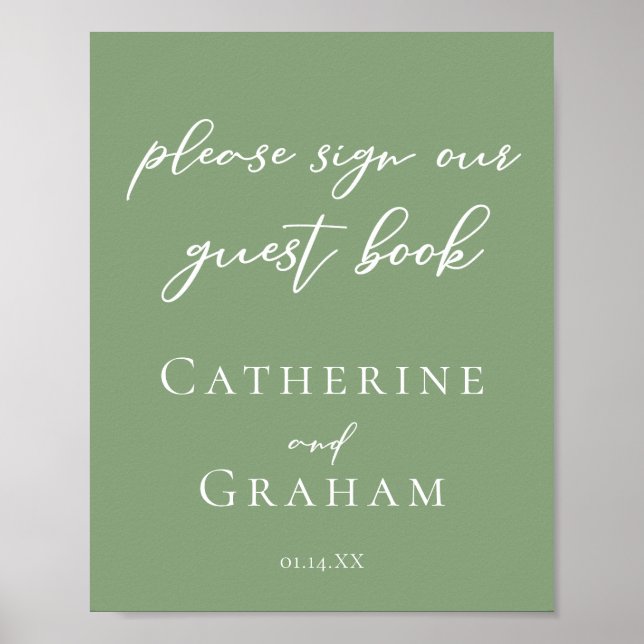 Sage Green Wedding Sign Our Guest Book Poster (Front)