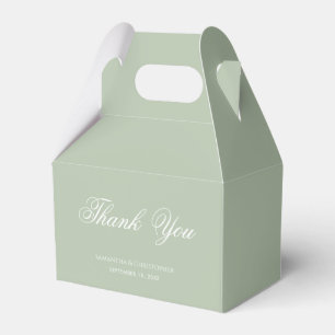 Sage Green Wedding Simple Calligraphy Thank You Favor Box