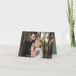 Sage Green Wedding Thank You Handwritten Photo Card