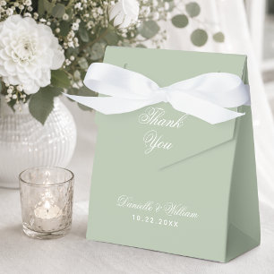 Sage Green Wedding Thank You Simple Calligraphy Favor Box