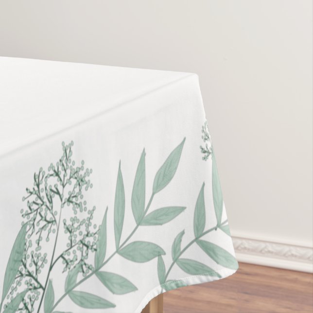 Sage Green Wedding Vintage Botanical Tablecloth (In Situ)