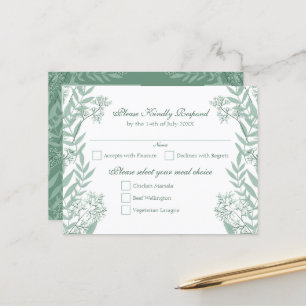 Sage Green Wedding Vintage Postcard RSVP