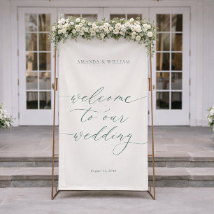 Sage Green Wedding Welcome Banner