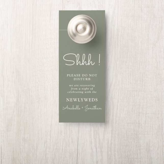 Sage Green Wedding Welcome Do Not Disturb Door Hanger (On Knob)
