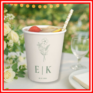Sage Green Wedding   Wildflower Paper Cups