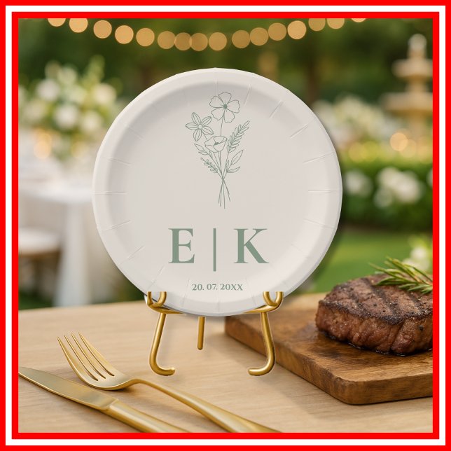 Sage Green Wedding | Wildflower Paper Plate (Creator Uploaded)