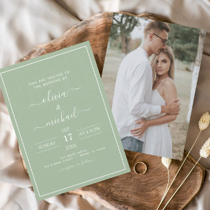 Sage Green Wedding with Photo Invitation