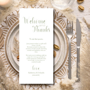 Sage Green Welcome & Thanks Place Setting Cards