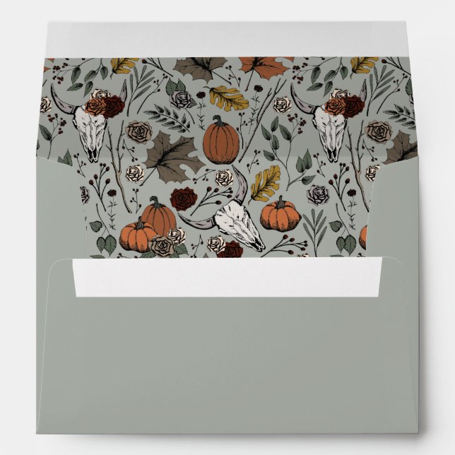 Sage Green Western Cow Skull Fall Harvest Envelope (Back (Bottom))