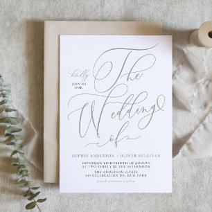 Sage Green Whimsical Calligraphy Wedding Invitation