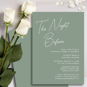 Sage Green Whimsical Script Chic The Night Before Invitation