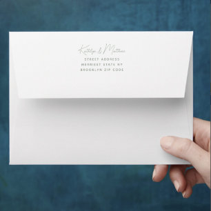 Sage Green Whimsical Script Minimalist Modern  Envelope