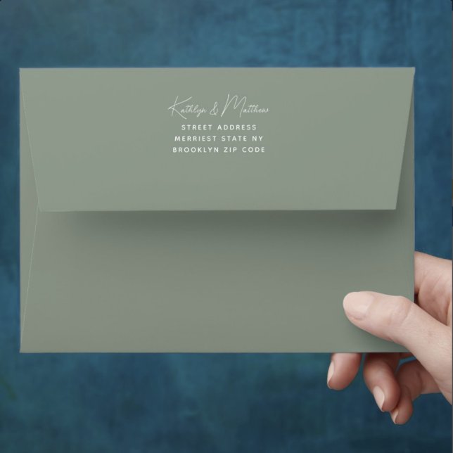 Sage Green Whimsical Script Minimalist Modern  Envelope (Creator Uploaded)