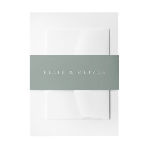 Sage Green White Boho 1 Wedding Modern Invitation Belly Band