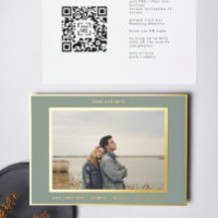 Sage Green White Border Gold save our date