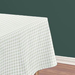 Sage Green White Chic Home Decor Chequered Pattern Tablecloth