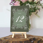 Sage Green White Elegant Flower Classic Wedding Table Number<br><div class="desc">An elegant floral frame wedding table number 3.5x5inch sign featuring a refreshing sage green and white flower frame.</div>