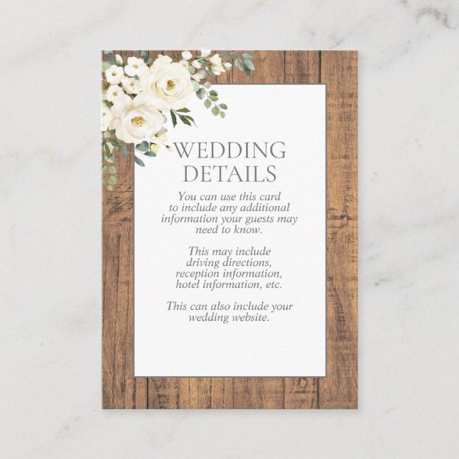 Sage Green White Floral Lace Wood Details Enclosure Card (Front)