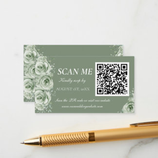 Sage Green White Floral Wedding RSVP EnclosureCard Enclosure Card
