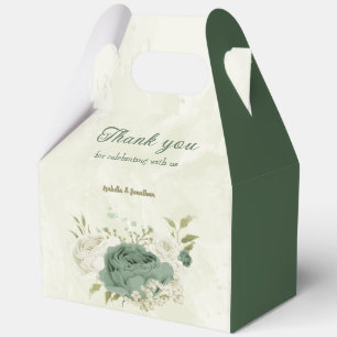 sage green white flowers wedding favor box