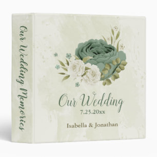 sage green white flowers wedding photo album binder
