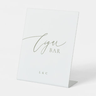 Sage Green White Formal Wedding Cigar Bar Sign