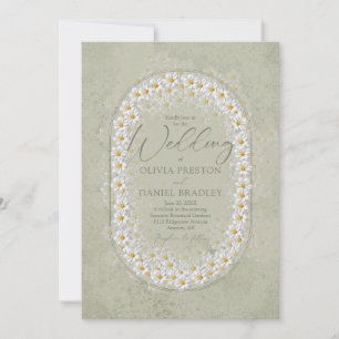 Sage Green White Gardenias Boho Wedding Invitation