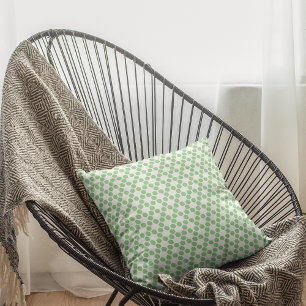 Sage Green White Geometric Hexagon Pattern Throw Pillow