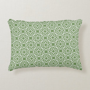 Sage Green White Geometric Seamless Pattern Accent Pillow