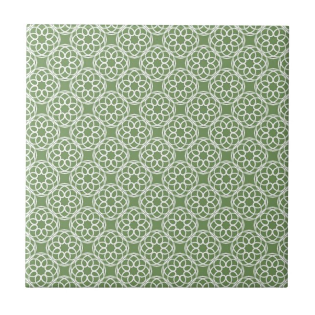 Sage Green White Geometric Seamless Pattern Tile (Front)