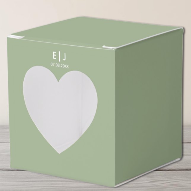 Sage Green & White Monogram Wedding Favor Box (Creator Uploaded)