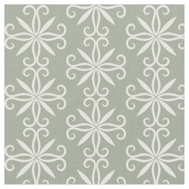 Sage green white pattern fabric (Close Up)