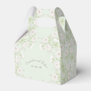 Sage Green White Rose Wedding Favor Box