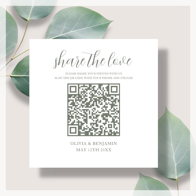 Sage Green | White Share The Love QR Code Enclosure Card (Creator Uploaded)
