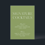 Sage Green & White Signature Cocktail Menu Invitation<br><div class="desc">Part of the “Iris” Wedding Invitation Collection — explore the full suite on this page to find matching items like invitations,  menus,  signage,  and more. Fully editable and ready to personalize. • Mockups for this design were created using Midjourney AI.</div>