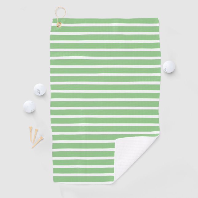 Sage Green White Stripe Spring Summer Custom Gift Golf Towel (InSitu)