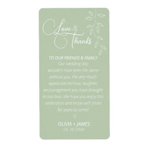Sage Green & White Thank You Favour Sticker