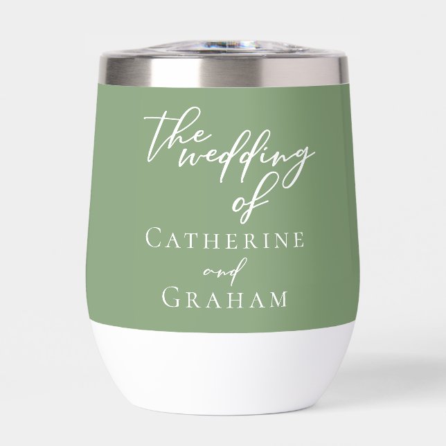 Sage Green White Typographie Mariage personnalisé (Avant)