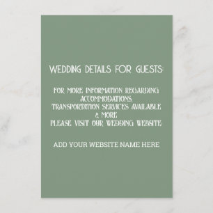 Sage Green White Wedding Details For Guests Cool Enclosure Card