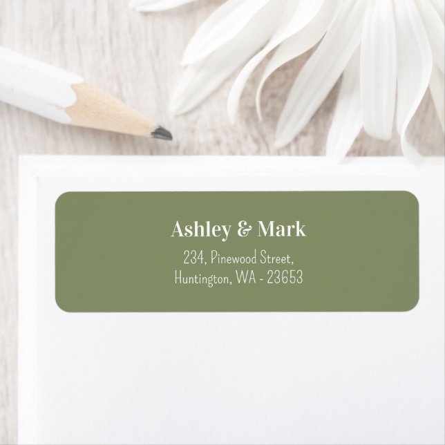 Sage Green White Wedding Return Address Label (Insitu)