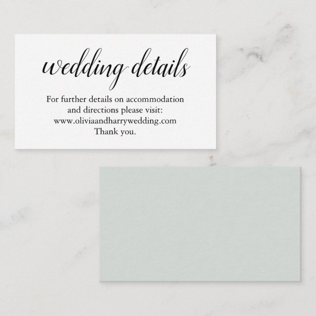 Sage Green White Wedding Website Enclosure Card (Front/Back)