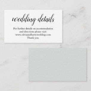 Sage Green White Wedding Website Enclosure Card