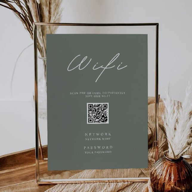 Sage Green  Wifi Code, QR Code Wifi Connect Invitation (Sage Green Wifi Code, QR Code Wifi Connect Invitation)