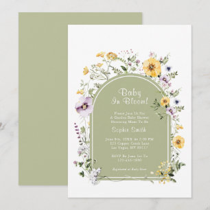 Sage Green Wildflower Baby In Bloom Baby Shower Invitation