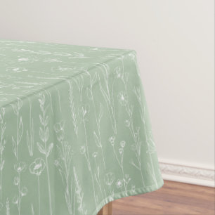 Sage Green Wildflower Baby Shower Tablecloth