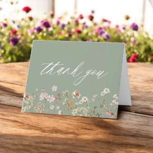 Sage Green Wildflower Baby Shower Thank You Card