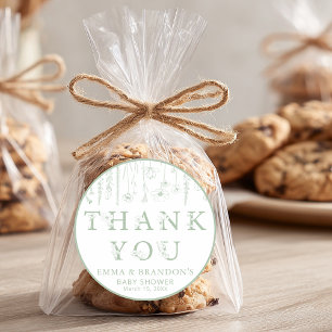 Sage Green Wildflower Baby Shower Thank You  Classic Round Sticker